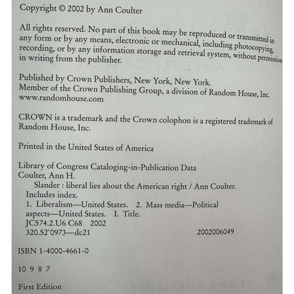 Slander: Liberal Lies About the American Right by Ann Coulter (Hardcover) - Image 8