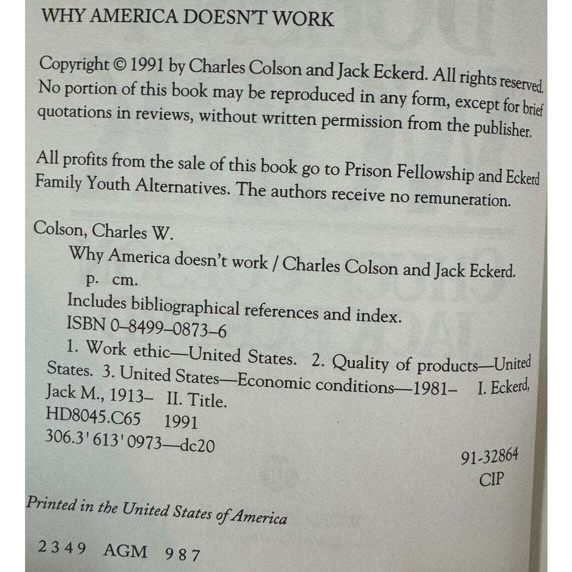 Why America Doesn't Work by Chuck Colson & Jack Eckerd (Hardcover) - Image 7