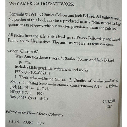 Why America Doesn't Work by Chuck Colson & Jack Eckerd (Hardcover) - Image 7