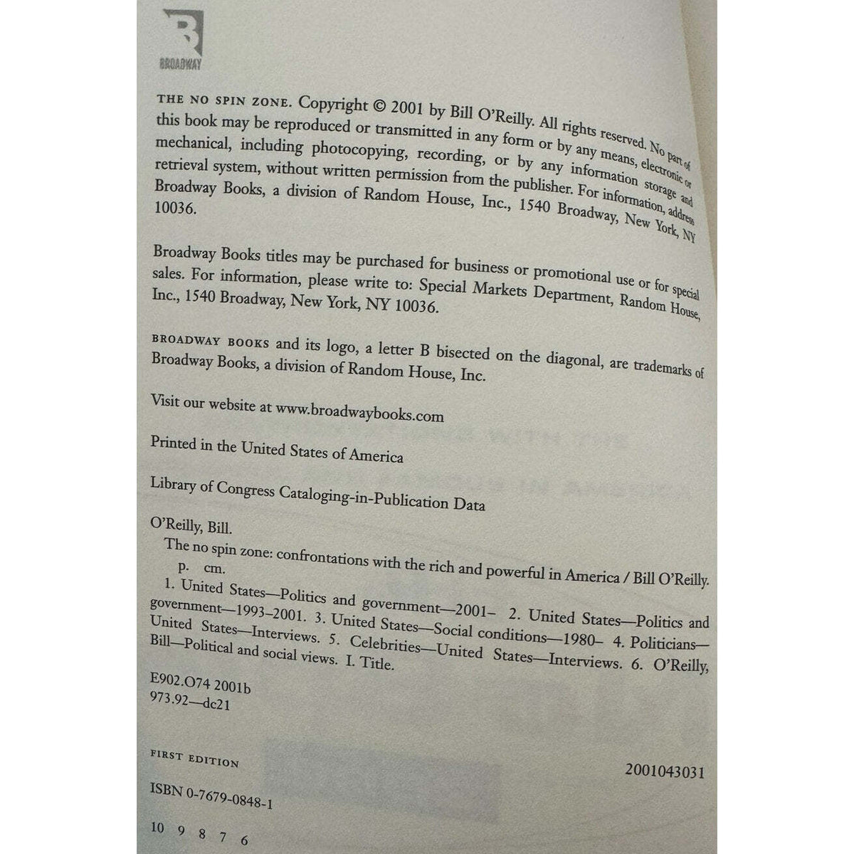 The No Spin Zone by Bill O'Reilly (Hardcover) - Image 7