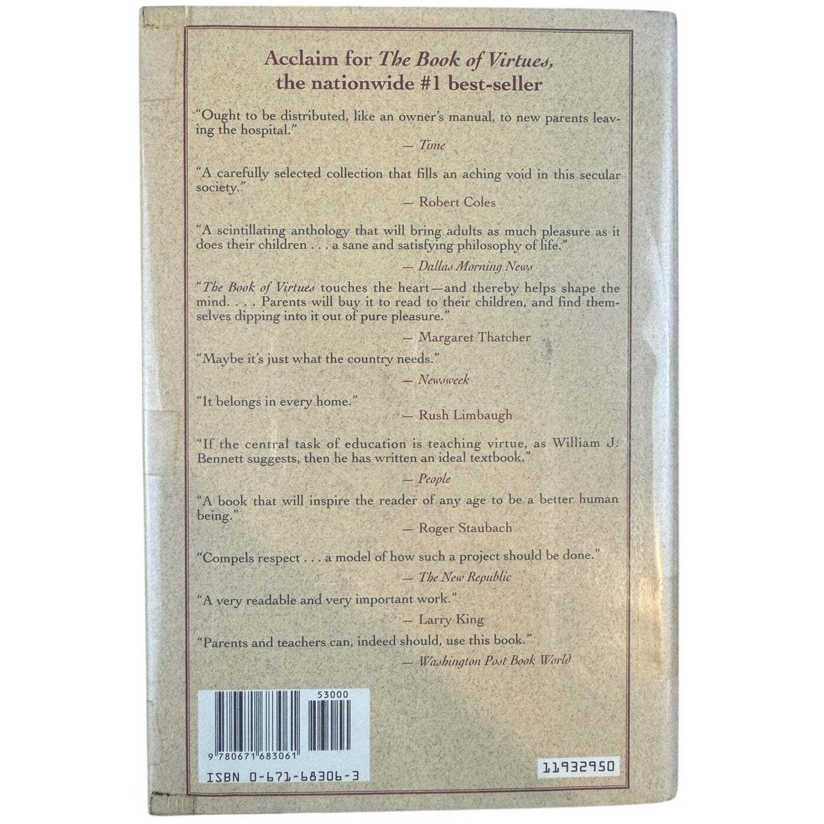 The Book of Virtues by William J. Bennett (Hardcover) - Image 2