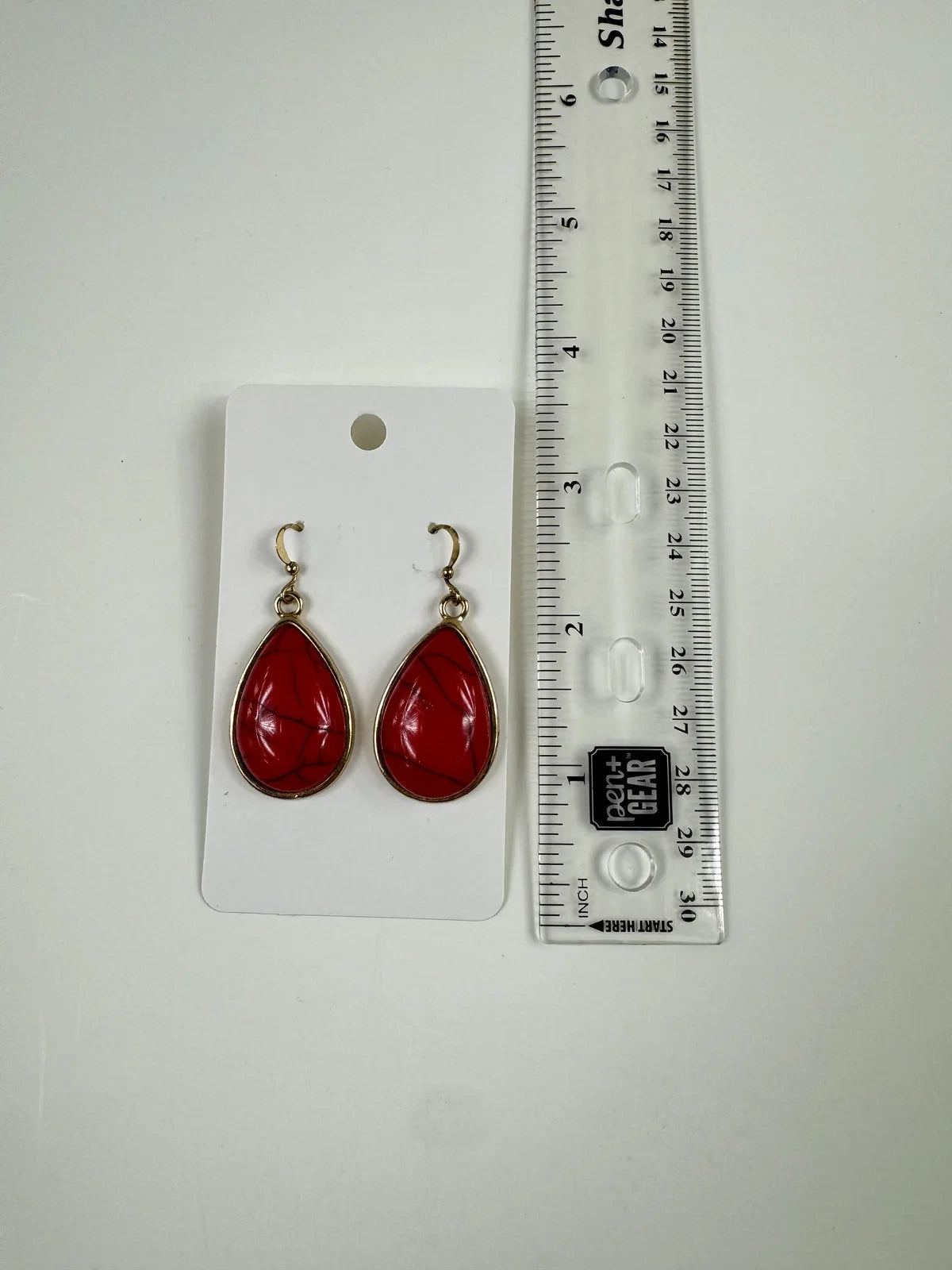 Fashion Jewelry Gold Toned Red Stone Women's Fashion Earrings - Red - Image 2