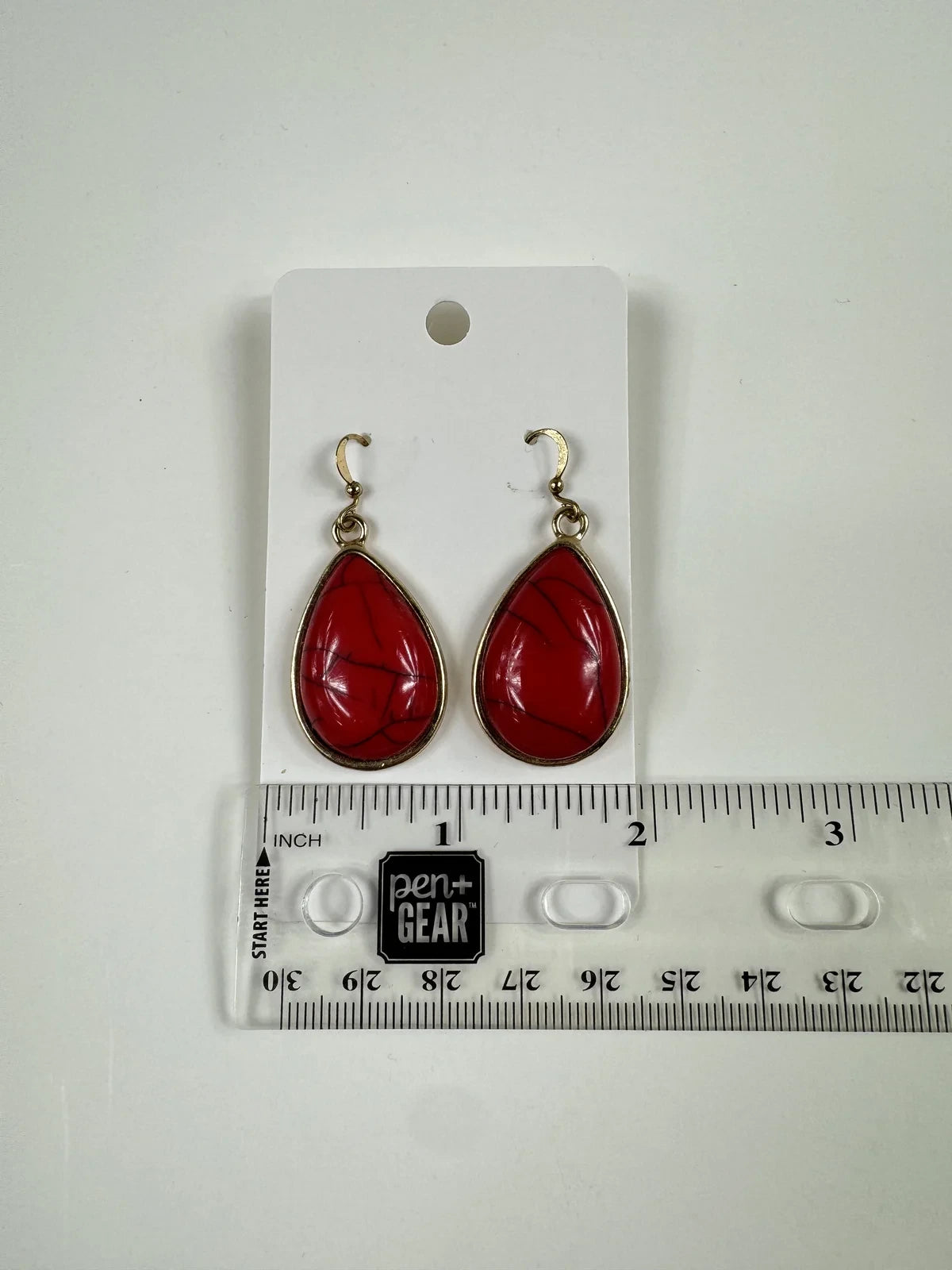 Fashion Jewelry Gold Toned Red Stone Women's Fashion Earrings - Red - Image 3