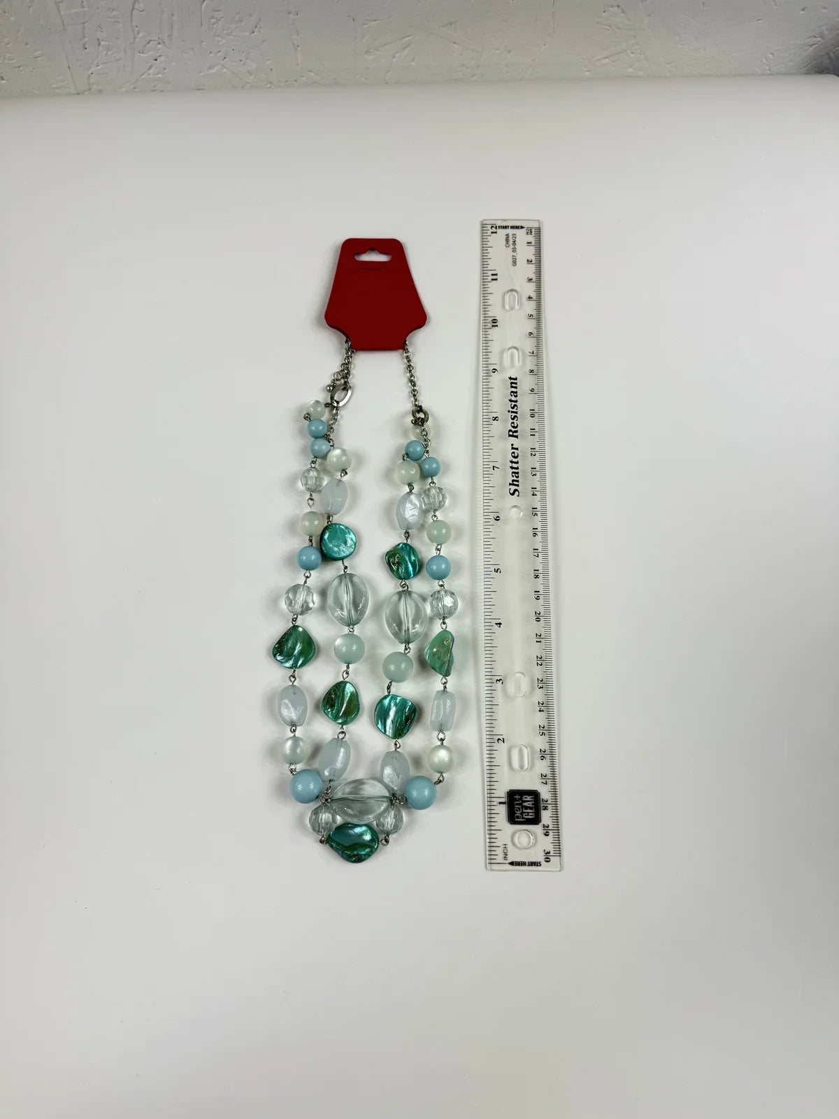 Fashion Jewelry Blue & White and Green Beaded Chain Women's Necklace - Image 3