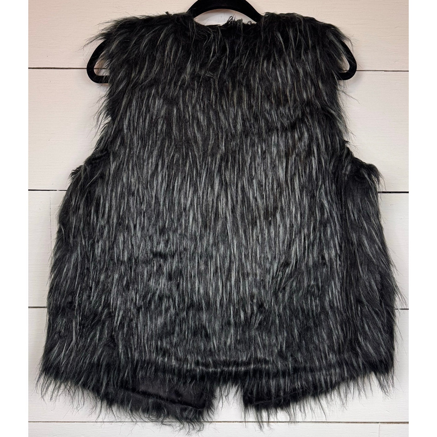 Alya Black Faux Fur Vest Women's Size Large