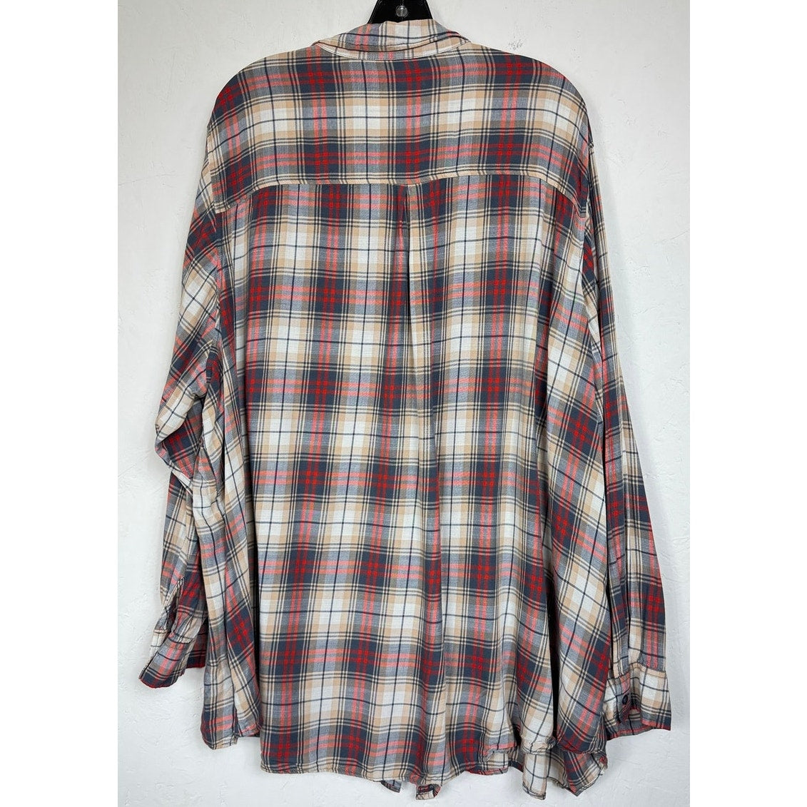 Terra & Sky Red Plaid Long Sleeve Button Up Shirt Women's 5X