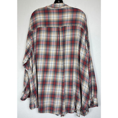 Terra & Sky Red Plaid Long Sleeve Button Up Shirt Women's 5X