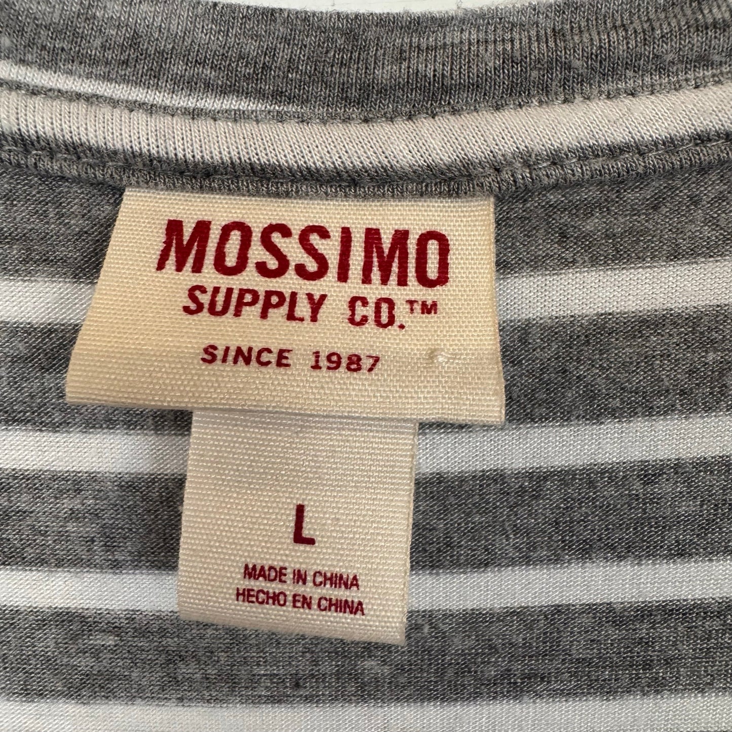 Mossimo Long Gray Striped T-Shirt Women's Size Large