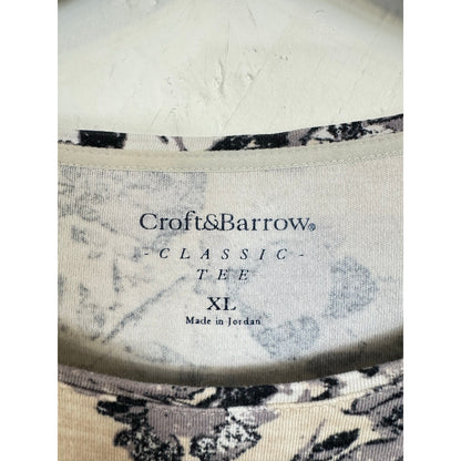 Croft & Barrow Beige & Gray Long Sleeve Blouse Women's XL