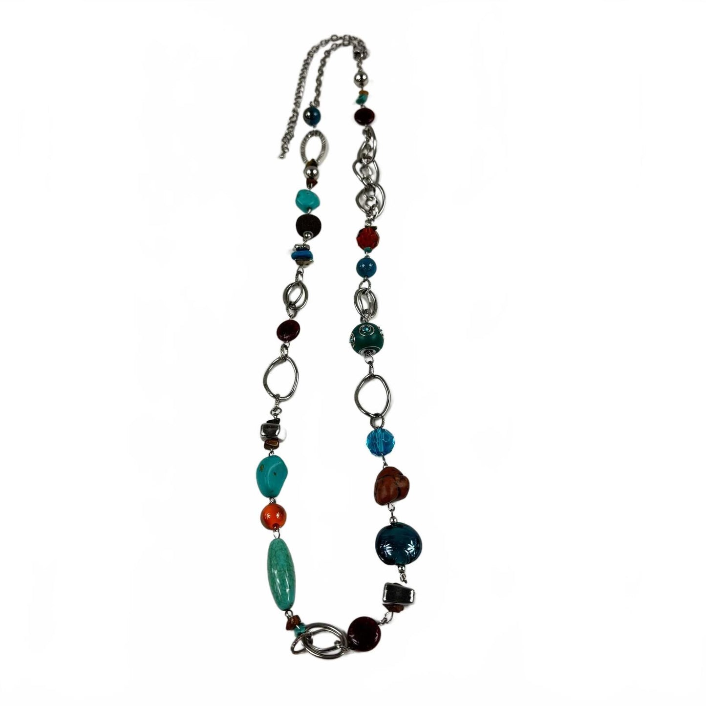 Fashion Jewelry Copper Turquoise Beaded Silver Women's Necklace