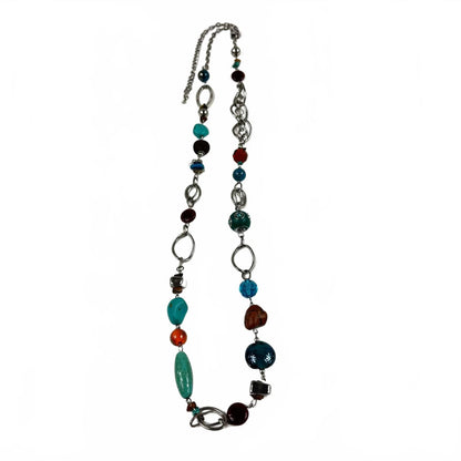 Fashion Jewelry Copper Turquoise Beaded Silver Women's Necklace