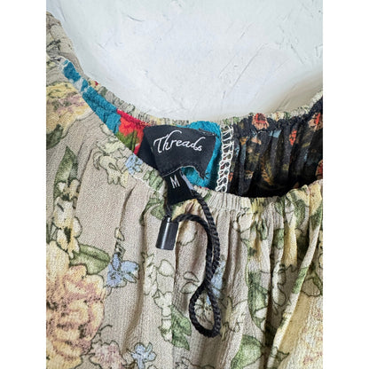 Young Threads Multicolor Short Sleeve Cropped Blouse Women's Medium