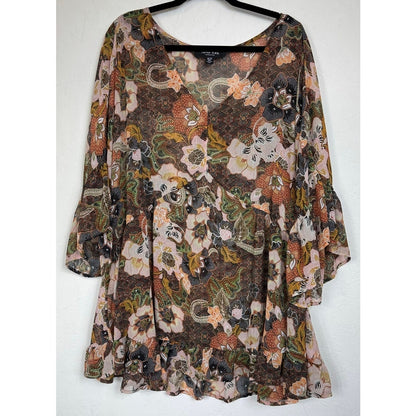 Arna York Collection Brown 3/4 Sleeve Blouse Women's 26/28W