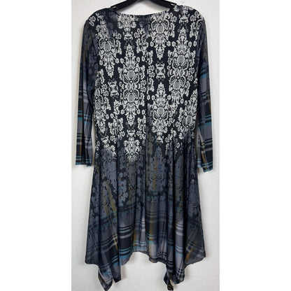R&B Collections Blue 3/4 Sleeve Knee-length Dress Women's Size Large