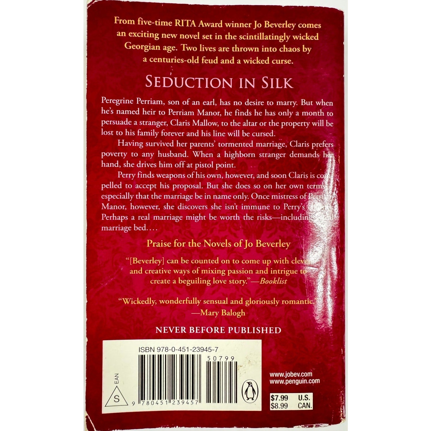 Seduction In Silk by Jo Beverley (Paperback)