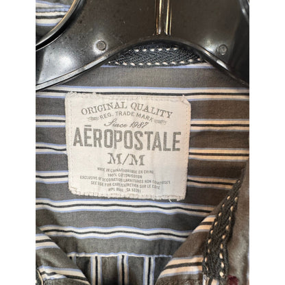 Aeropostale Gray Striped Button Up Shirt Men's Size Medium