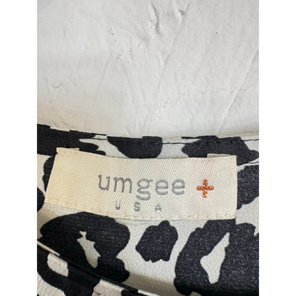 Umgee Black & White Short Sleeve Blouse Women's XL