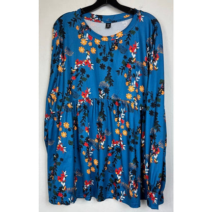 Shein Curve Blue Long Sleeve Blouse Women's 3XL