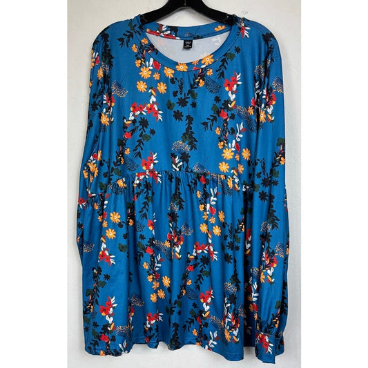 Shein Curve Blue Long Sleeve Blouse Women's 3XL