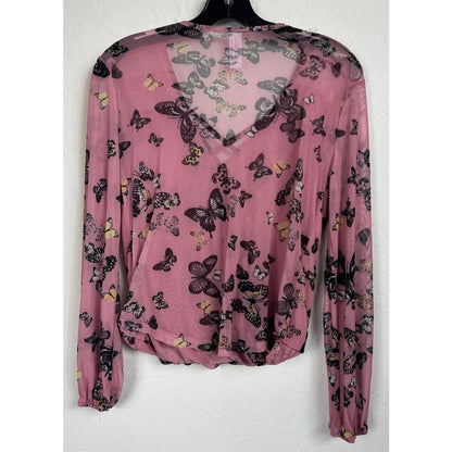 No Boundaries Pink Long Sleeve Blouse Women's Small