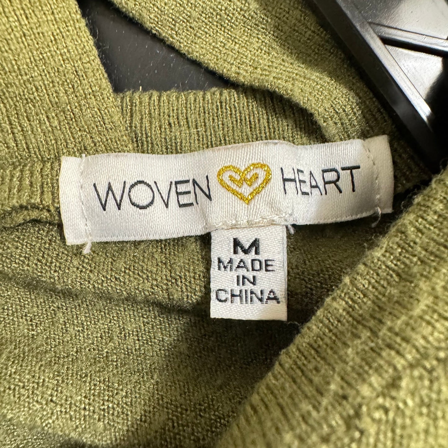 Woven Heart Green Long Sleeve Sweater Women's Medium