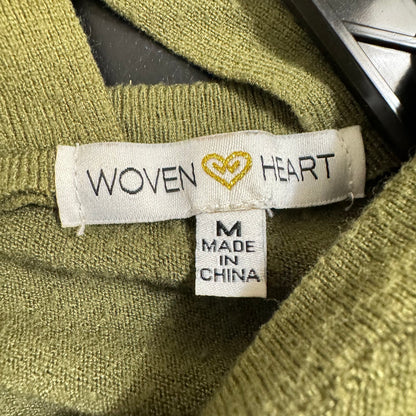 Woven Heart Green Long Sleeve Sweater Women's Medium