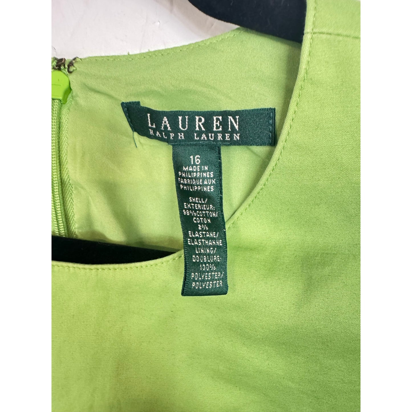 Ralph Lauren Green Sleeveless Knee- Length Dress Women's 16