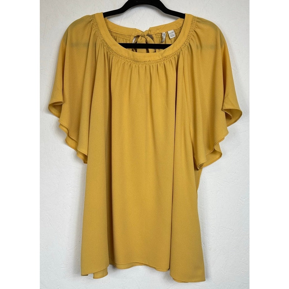 Cato Yellow Short Sleeve Blouse Women's 22/24W