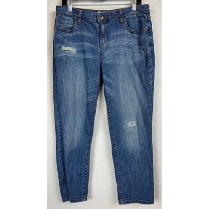 Stylus Blue Boyfriend Capris Women's 30