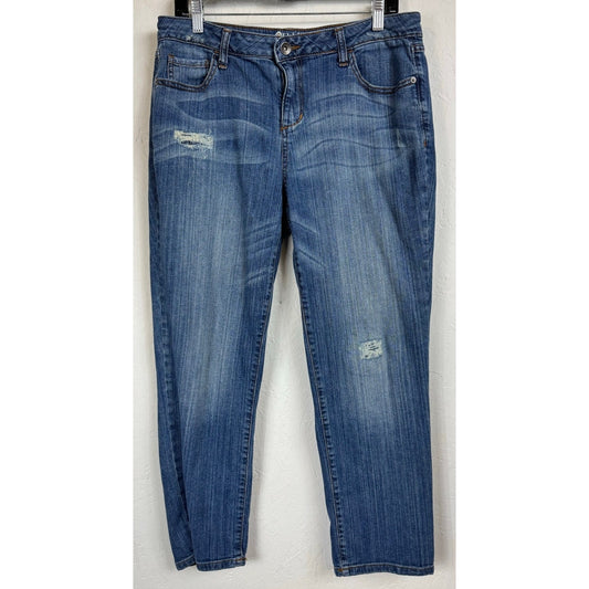 Stylus Blue Boyfriend Capris Women's 30