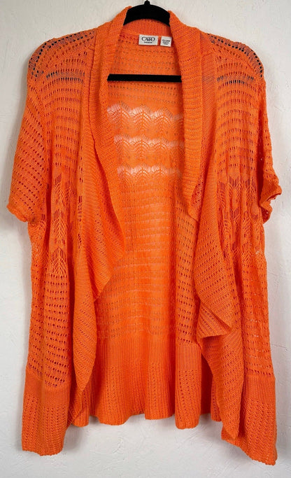 Cato Orange Short Sleeve Open Cardigan Women's 22/24W