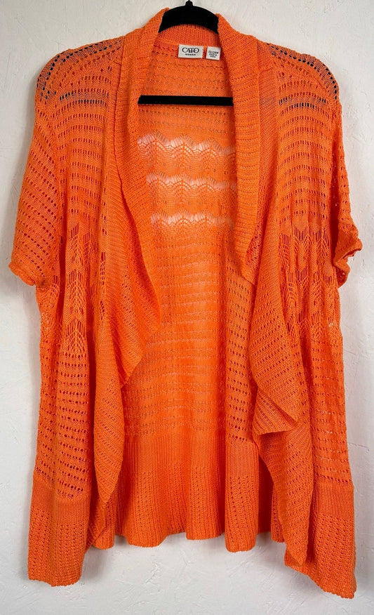 Cato Orange Short Sleeve Open Cardigan Women's 22/24W