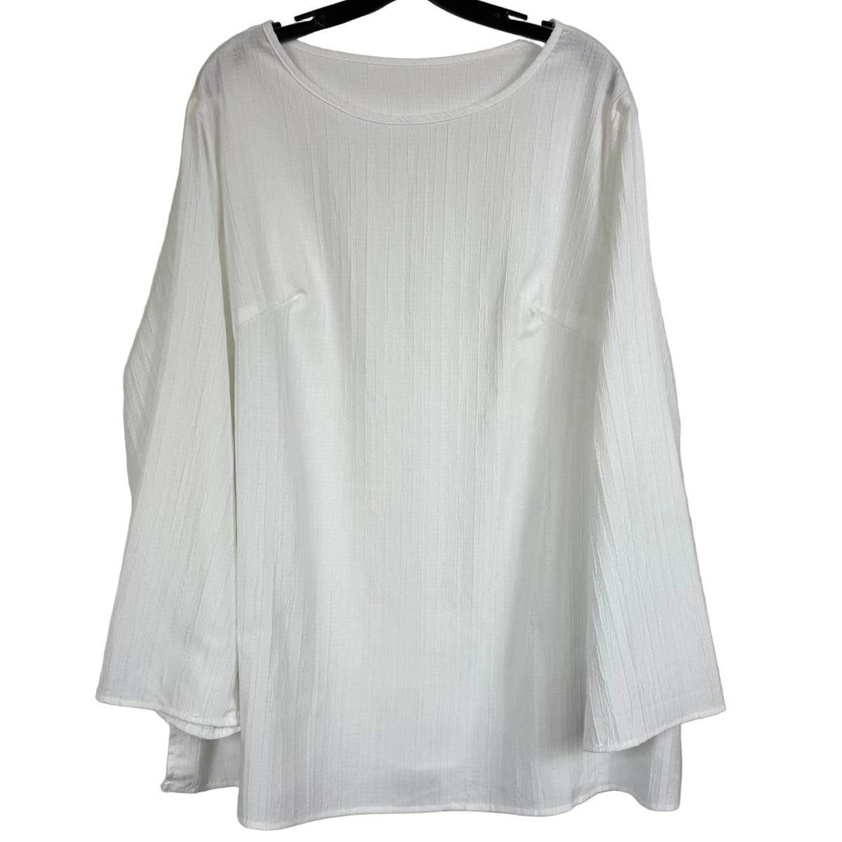 2XL White Long Sleeve Blouse 100% Polyester - Image 1