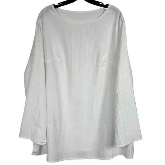 2XL White Long Sleeve Blouse 100% Polyester - Image 1