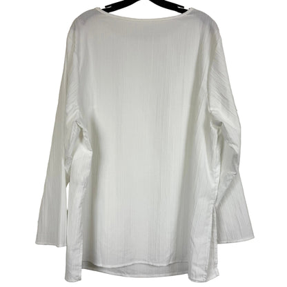 2XL White Long Sleeve Blouse 100% Polyester - Image 2