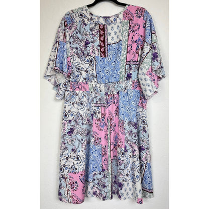 Shein Curve Multicolor Short Sleeve Knee Length Dress Women's 3XL