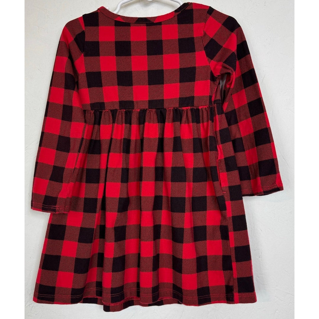 Wonder Nation Red & Black Long Sleeve Knee Length Dress Girl's 3t