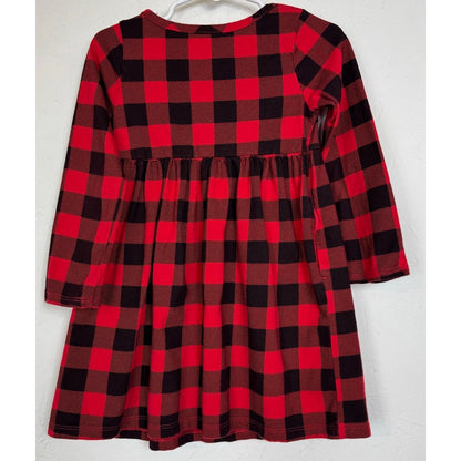 Wonder Nation Red & Black Long Sleeve Knee Length Dress Girl's 3t