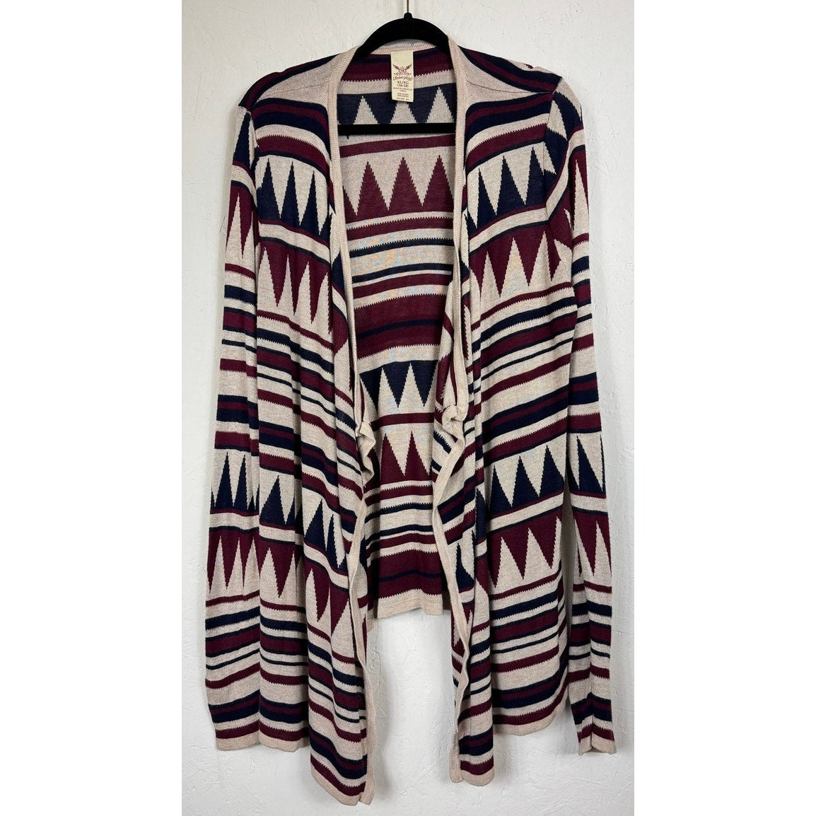 Faded Glory Blue, Red & Beige Long Sleeve Cardigan Women's XL