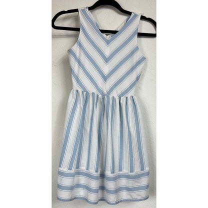 Copper Key Blue & White Sleeveless Knee-length Dress Girl's Medium