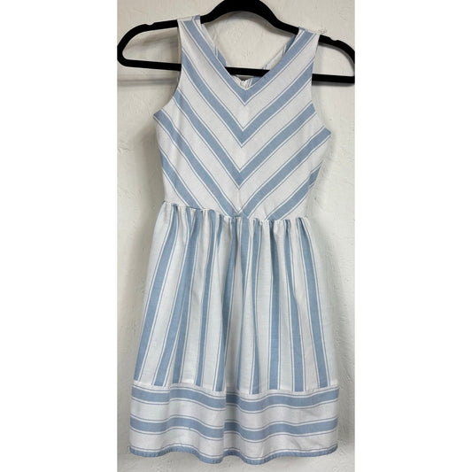 Copper Key Blue & White Sleeveless Knee-length Dress Girl's Medium