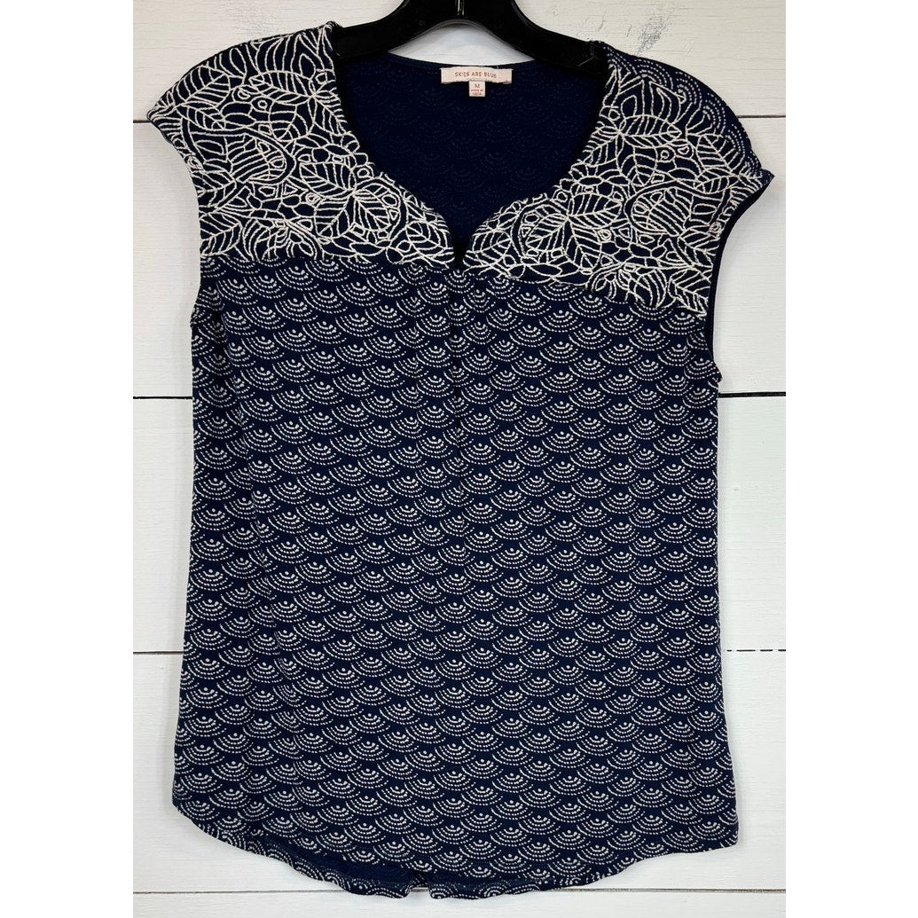 Skies Are Blue Sleeveless Blue Blouse Women's Size Medium
