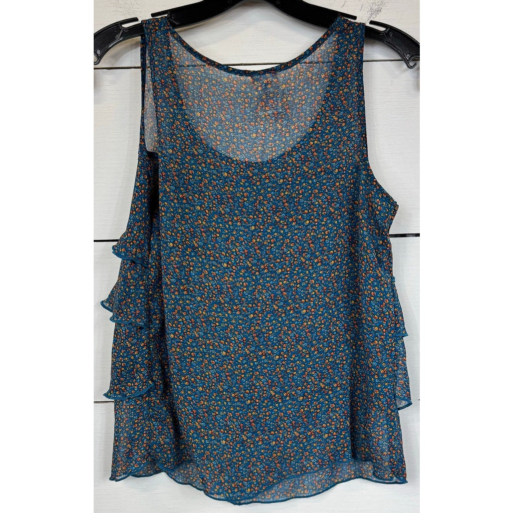 Mossimo Blue Floral Blouse Women's Size Small