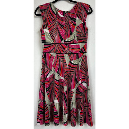 Dressbarn Red and Pink Sleeveless Knee-length Dress Women's Size 8