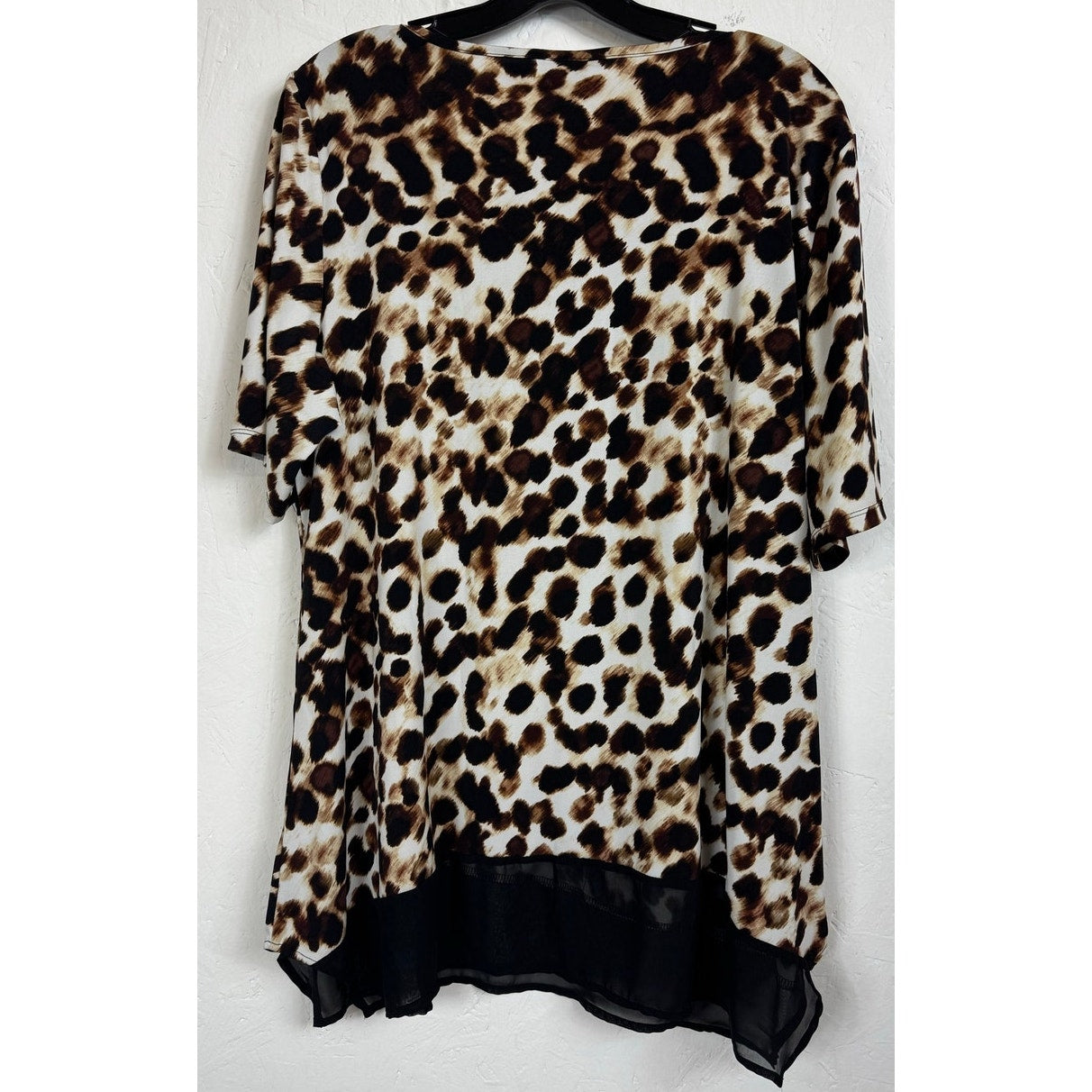 Nina Leonard Brown And Black Short Sleeve Blouse Women's Size XL