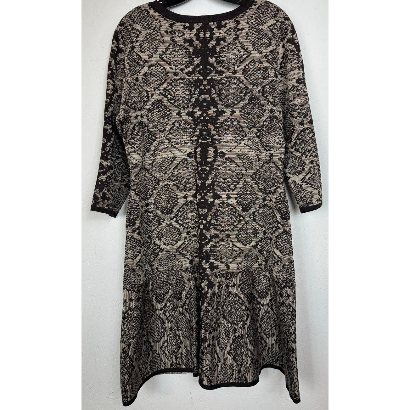 Nina Leonard Brown 3/4 Sleeve Knee length Dress Women's XL