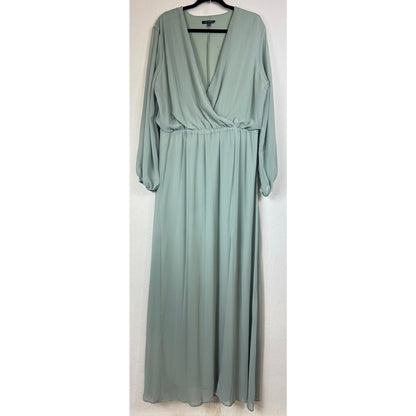 Marina Green Long Sleeve V-neck Formal Dress Women's 18W