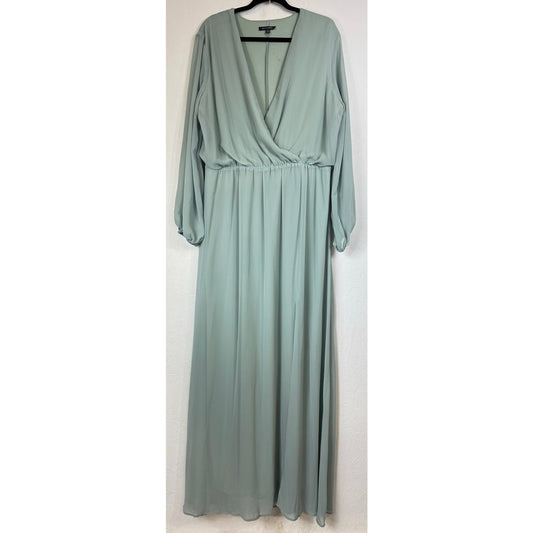 Marina Green Long Sleeve V-neck Formal Dress Women's 18W