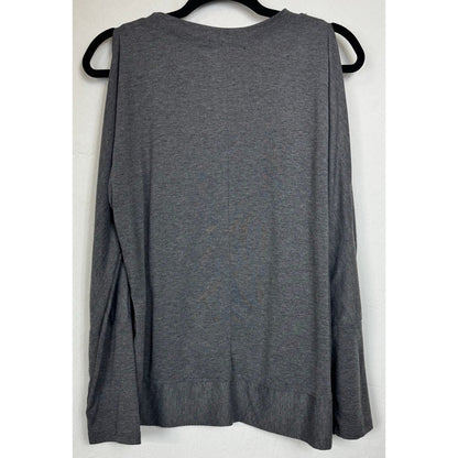 Fashion Gray Cold Shoulder Long Sleeve Blouse Women's Large