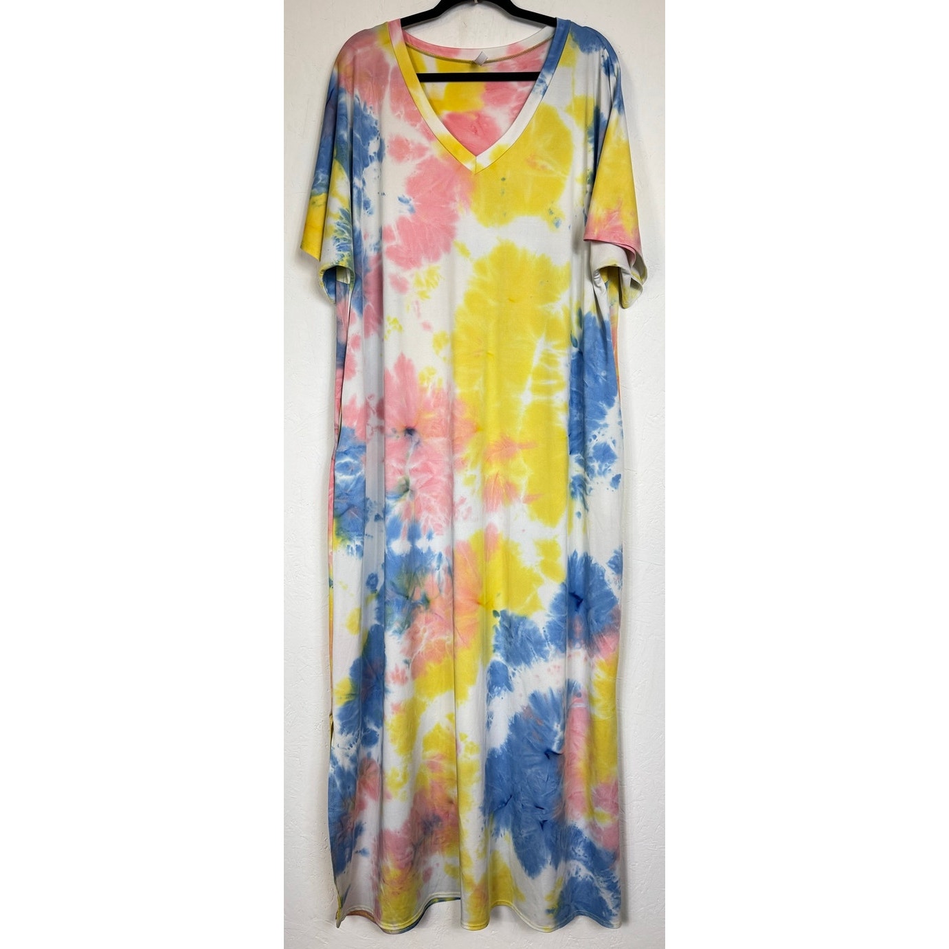 Multicolor Short Sleeve Maxi Dress Women's 4XL